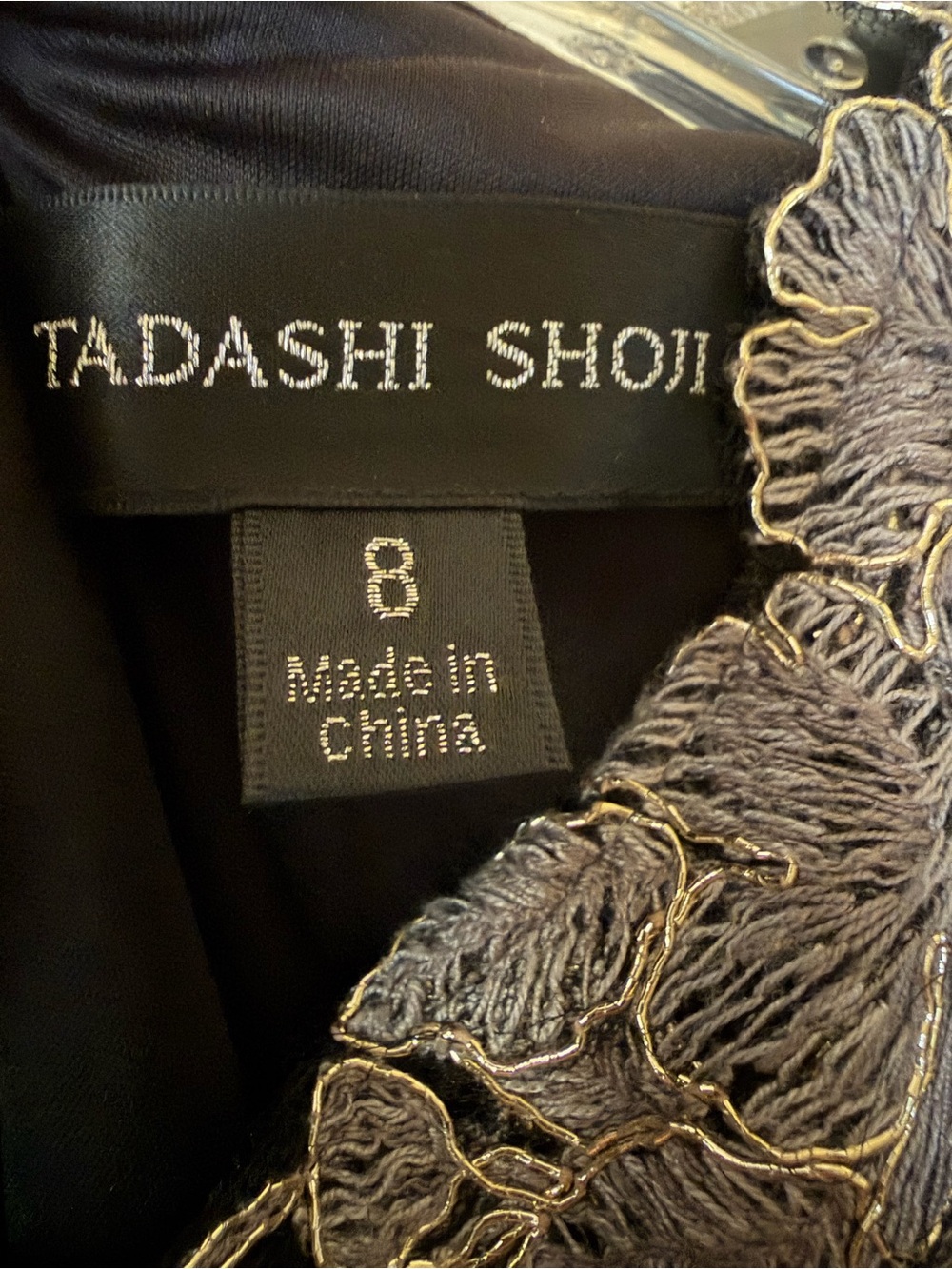 Tadashi Shoji Black Gown with Silver Lace Appliqué | Mother-of-the-bride Dress - Picture 2 of 8